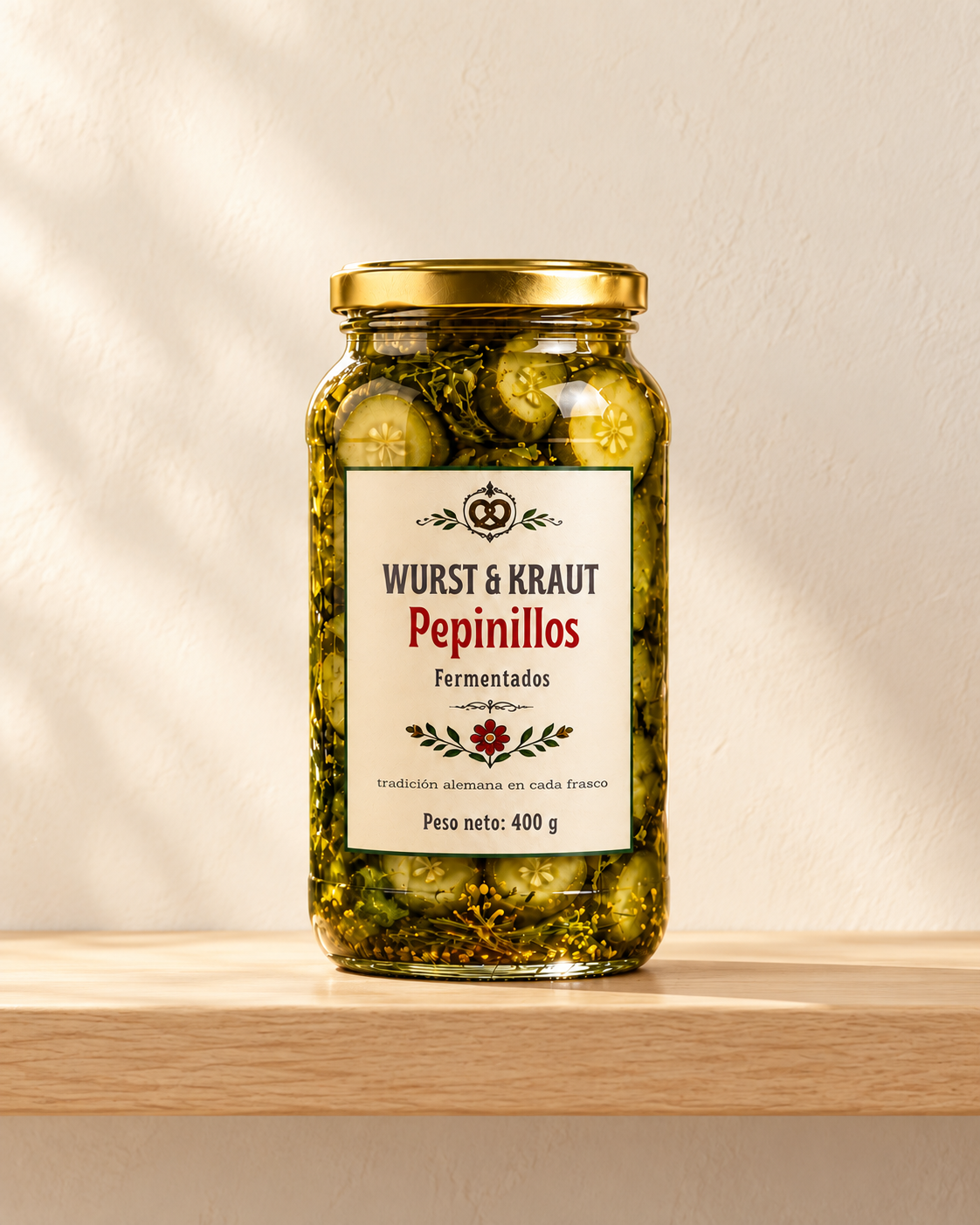 Frasco de pepinillos encurtidos WURST und KRAUT 400 g