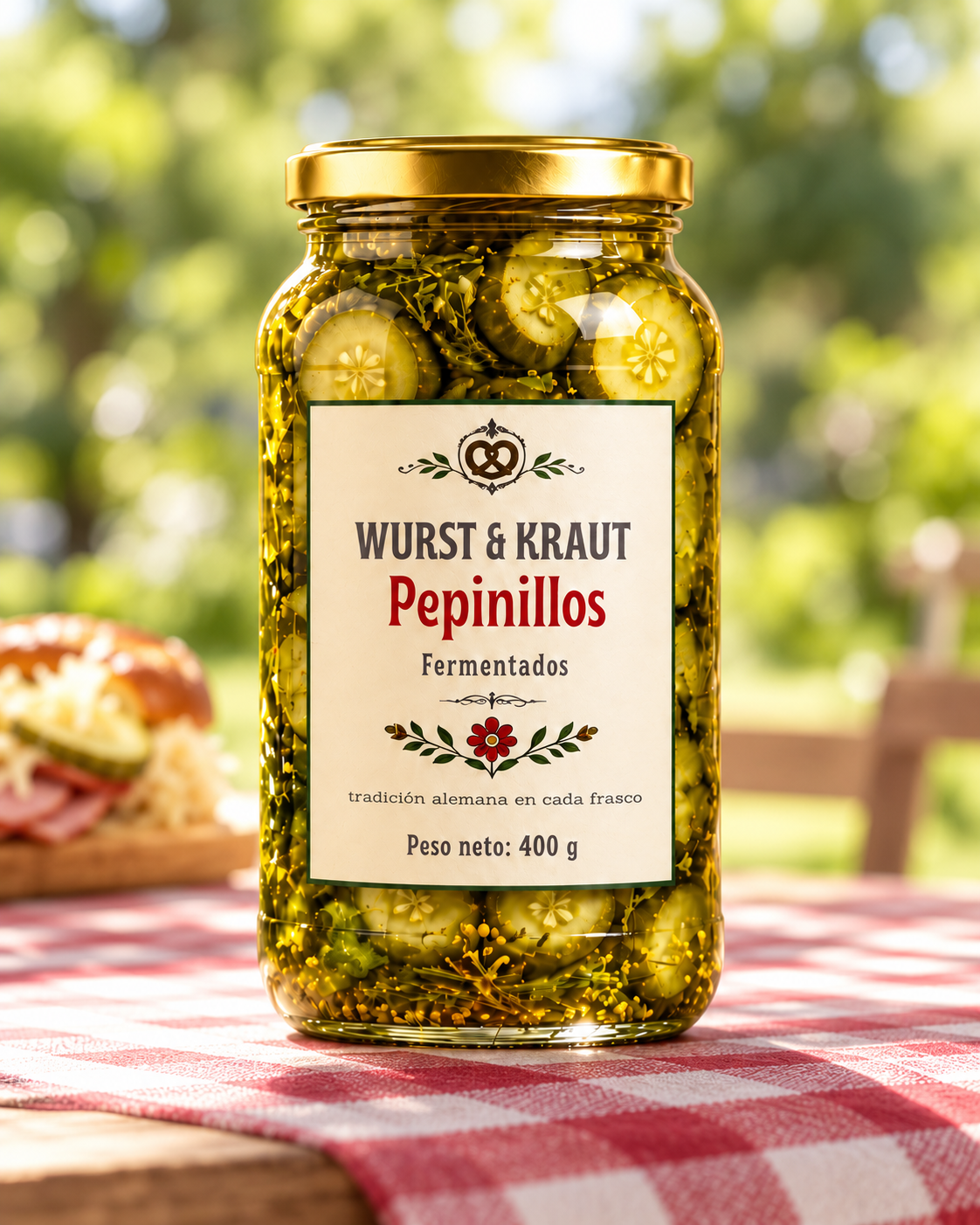 Sándwich alemán con pepinillos encurtidos